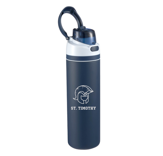 Trojan Helmet 28 oz. Navy Stainless Flip Straw Bottle